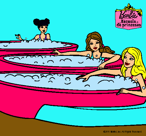 Dibujo Barbie y sus amigas en el jacuzzi pintado por Nikii0109