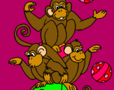 Dibujo Monos haciendo malabares pintado por henrique