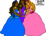 Dibujo Barbie y sus amigas princesas pintado por miky123