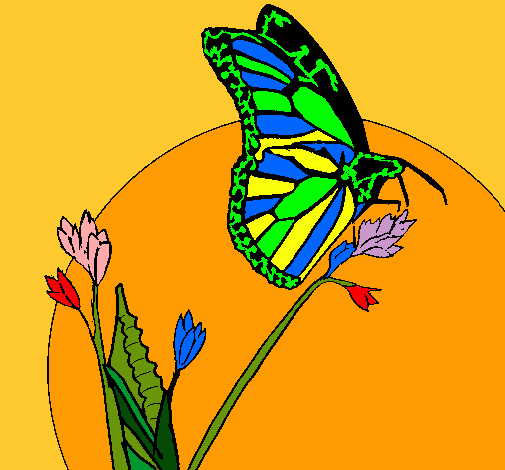 Dibujo Mariposa en una rama pintado por AZPP