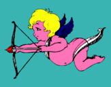 Dibujo Cupido volando pintado por cupidos