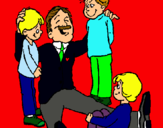 Dibujo Papa con sus 3 hijos pintado por mariaaaaaaaa