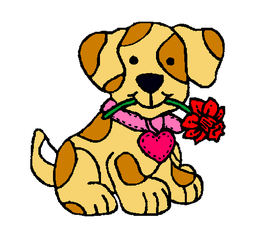 Dibujo Cachorro con una flor en la boca pintado por laura123