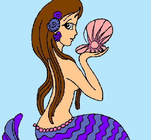 Dibujo Sirena y perla pintado por Miiku