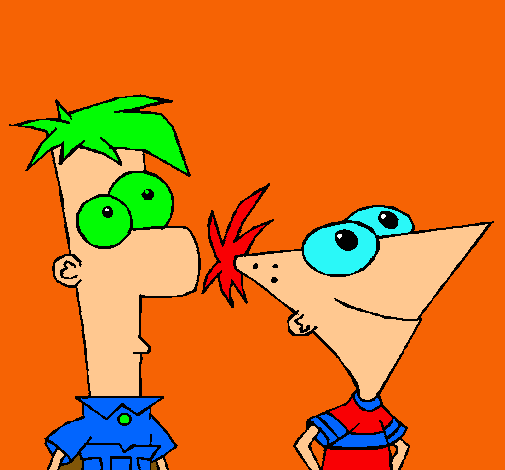 Dibujo Phineas y Ferb pintado por aroaylore