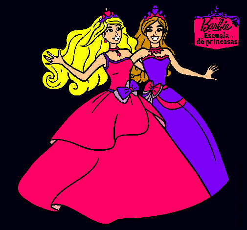 Dibujo Barbie y su amiga súper felices pintado por sofia34ha2
