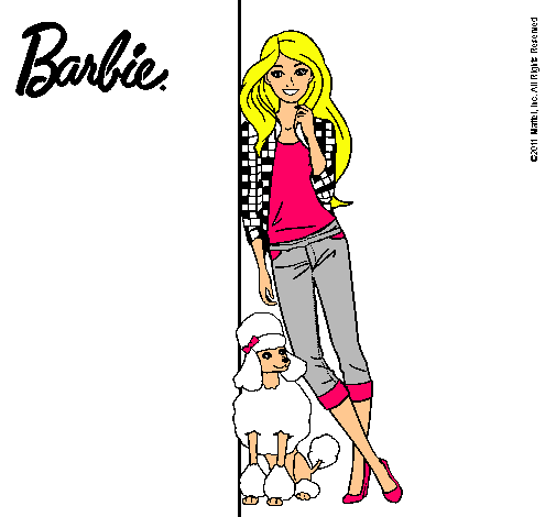 Dibujo Barbie con cazadora de cuadros pintado por mariajos