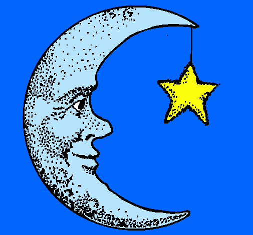 Dibujo Luna y estrella pintado por florchyDC
