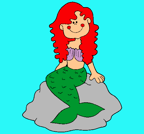 Dibujo Sirena sentada en una roca pintado por monica234