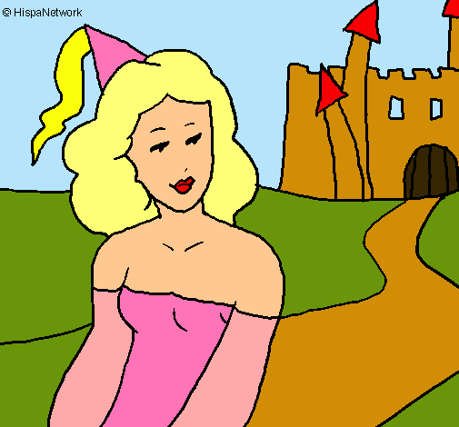 Dibujo Princesa y castillo pintado por gordito21