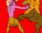 Dibujo Gladiador contra león pintado por araceli_ga