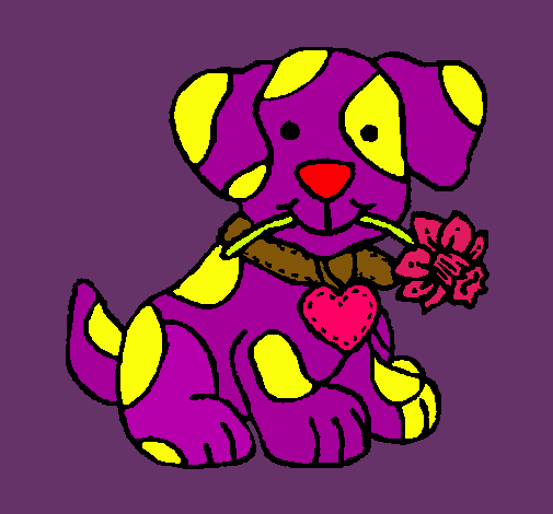 Dibujo Cachorro con una flor en la boca pintado por javieritax