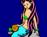 Dibujo Sirena con caracola pintado por AZPP
