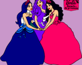 Dibujo Barbie y sus amigas princesas pintado por naomi5