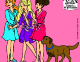 Dibujo Barbie y sus amigas en bata pintado por amigas755442