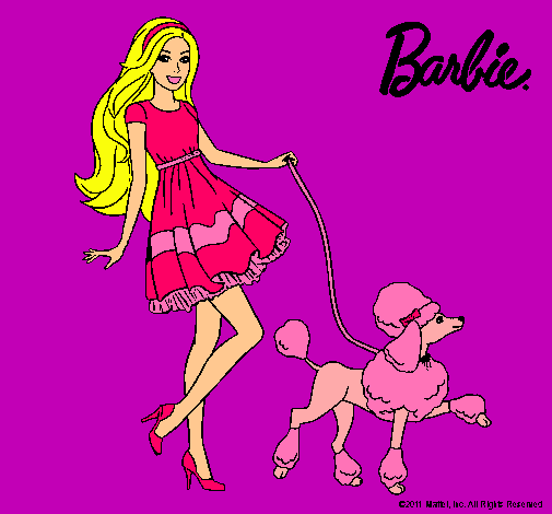 Dibujo Barbie paseando a su mascota pintado por Nikii0109