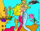 Dibujo Barbie sirena y la reina sirena pintado por monserra