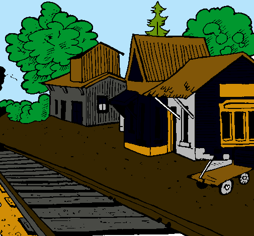 Dibujo Estación de tren pintado por humacao
