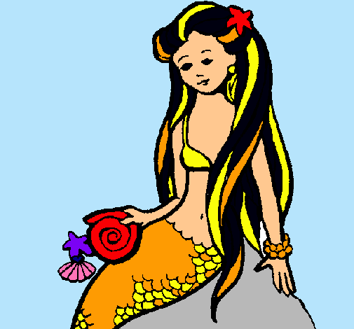 Dibujo Sirena con caracola pintado por smv4