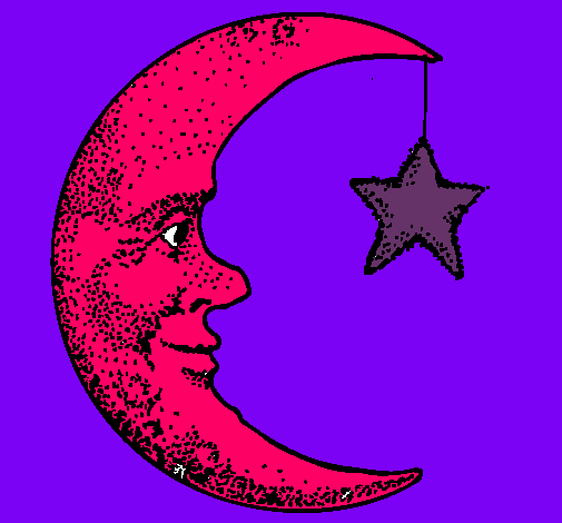 Dibujo Luna y estrella pintado por danieliita