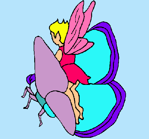 Dibujo Duende y mariposa pintado por monserra