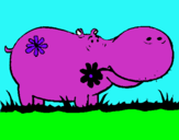 Dibujo Hipopótamo con flores pintado por nayua