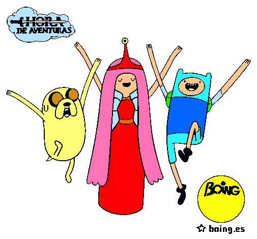 Dibujo Jake, Princesa Chicle y Finn pintado por alesitara