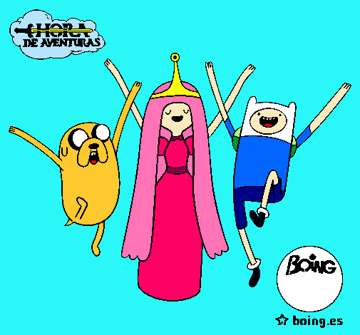 Dibujo Jake, Princesa Chicle y Finn pintado por alicia_493