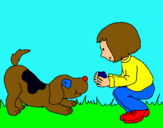 Dibujo Niña y perro jugando pintado por DARVIS