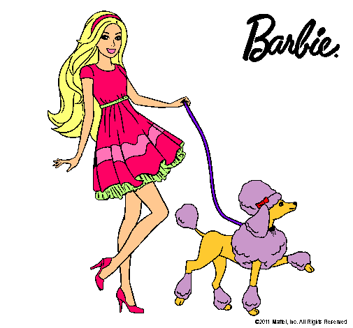 Dibujo Barbie paseando a su mascota pintado por vanetxu