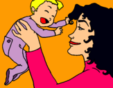 Dibujo Madre con su bebe pintado por floreanny