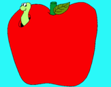 Dibujo Gusano en la fruta pintado por olgam