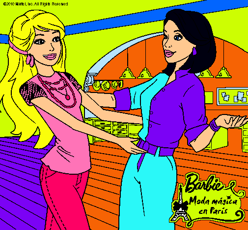 Dibujo Barbie y su amiga pintado por melosa