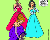 Dibujo Barbie y sus amigas vestidas de gala pintado por Neusi