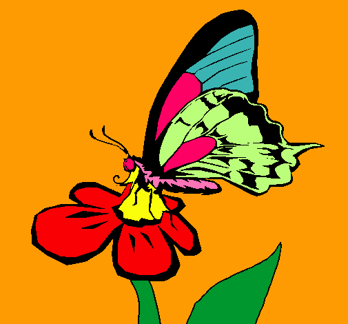 Dibujo Mariposa en una flor pintado por MARTINAGAU