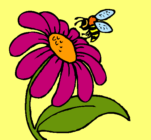 Dibujo Margarita con abeja pintado por lissa29