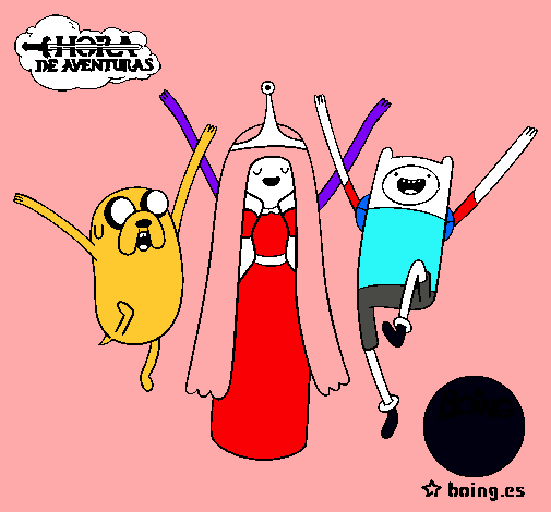 Dibujo Jake, Princesa Chicle y Finn pintado por lautarotom