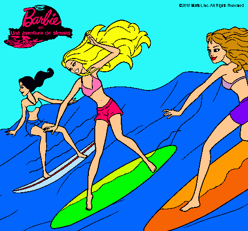 Dibujo Barbie de nuevo con sus amigas pintado por Neusi