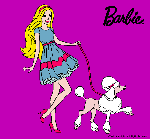 Dibujo Barbie paseando a su mascota pintado por yudsangely