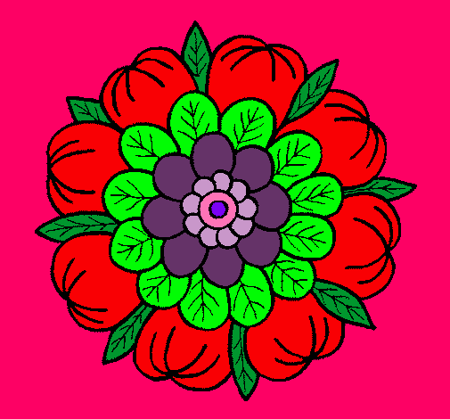 Dibujo Mandala floral pintado por floreanny