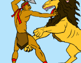 Dibujo Gladiador contra león pintado por Jessica--F