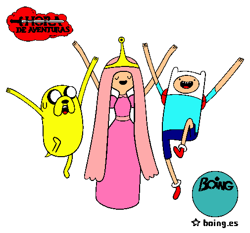 Dibujo Jake, Princesa Chicle y Finn pintado por Patricia20