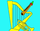 Dibujo Arpa, flauta y trompeta pintado por yosef