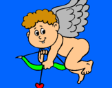 Dibujo Cupido pintado por pitufos