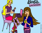 Dibujo Barbie y su hermana merendando pintado por gaerhe