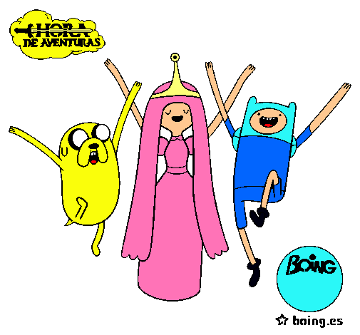 Dibujo Jake, Princesa Chicle y Finn pintado por DORAYBOTAS