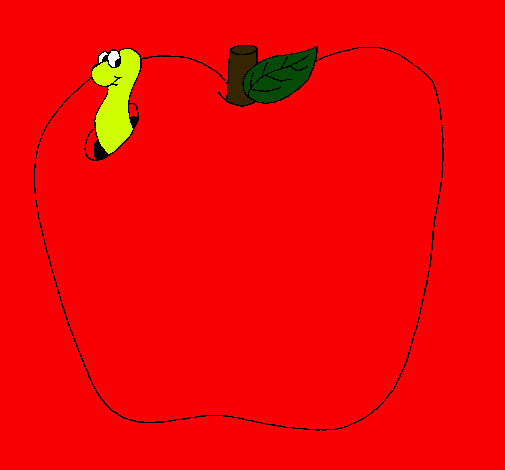 Dibujo Gusano en la fruta pintado por tresada
