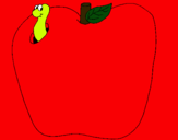Dibujo Gusano en la fruta pintado por tresada