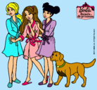 Dibujo Barbie y sus amigas en bata pintado por Jessica--F