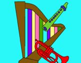 Dibujo Arpa, flauta y trompeta pintado por 267834